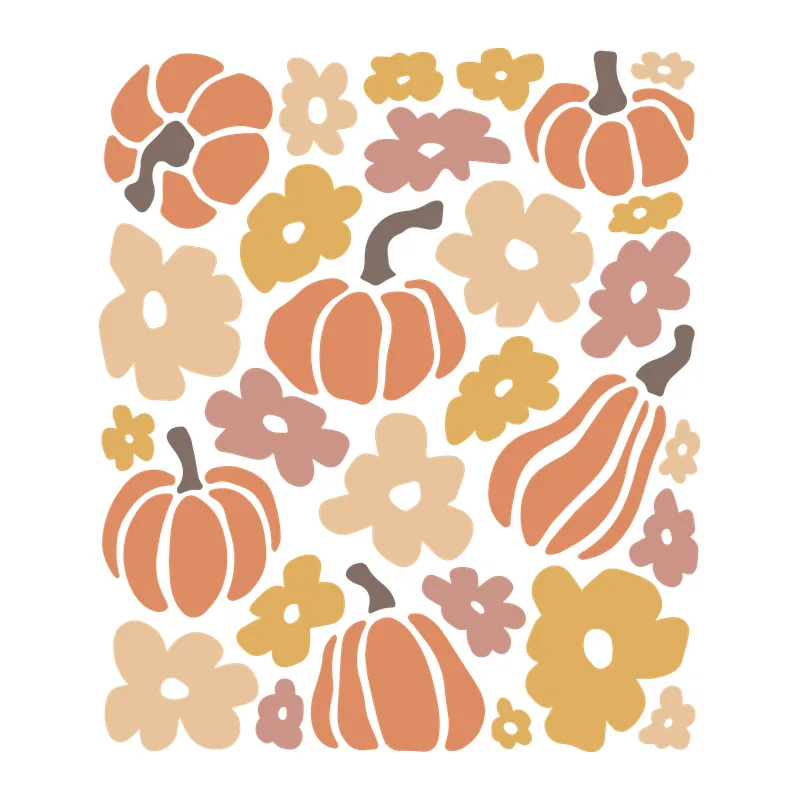 Groovy Pumpkins and Flowers