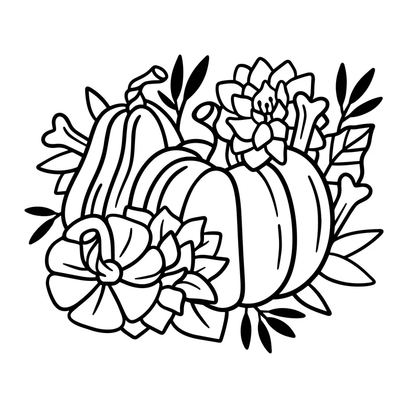Pumpkins and Flowers