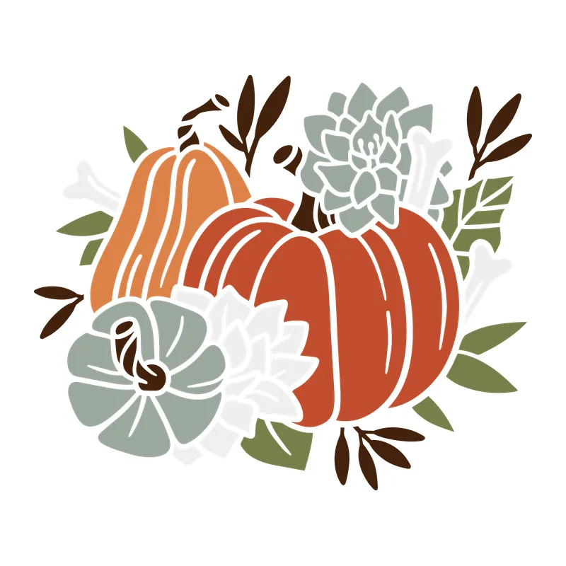 Pumpkins and Flowers