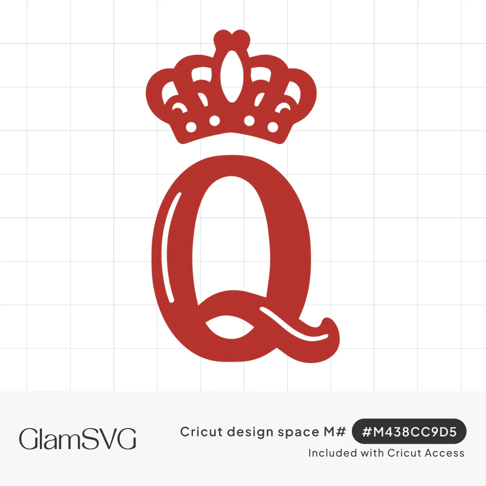 Red serif letter Q with a white highlight and curled tail, topped by an ornate royal crown with dotted cutouts
