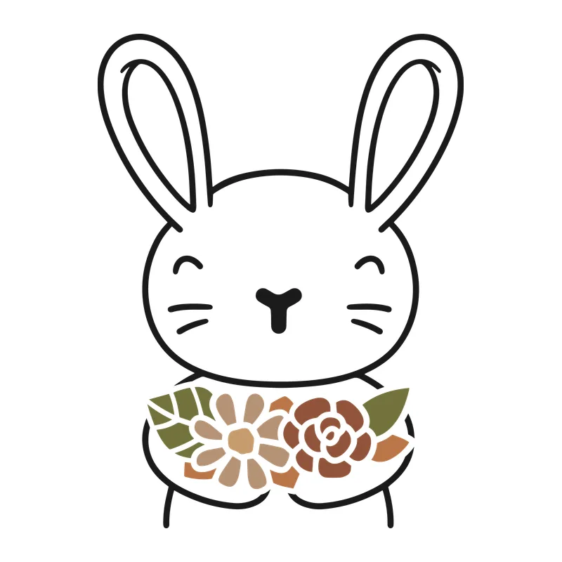 Bunny Holding Flowers