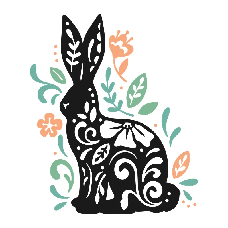 Floral Folk Art Rabbit
