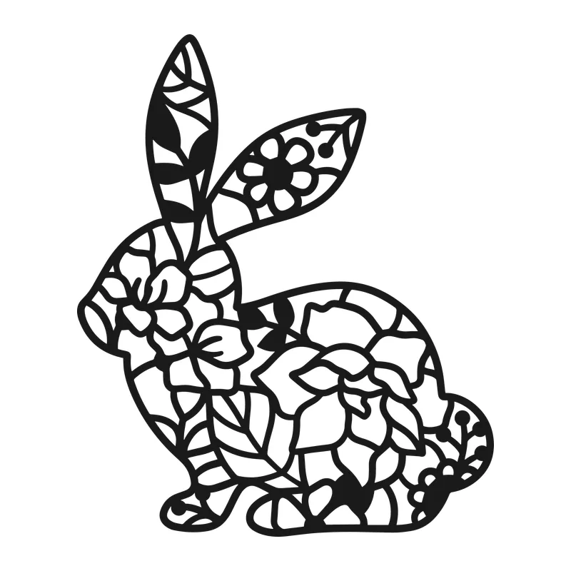 Floral Silhouette Rabbit