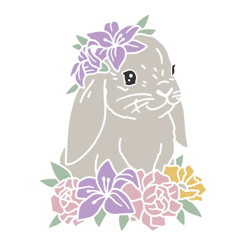 Lop Bunny with Flowers