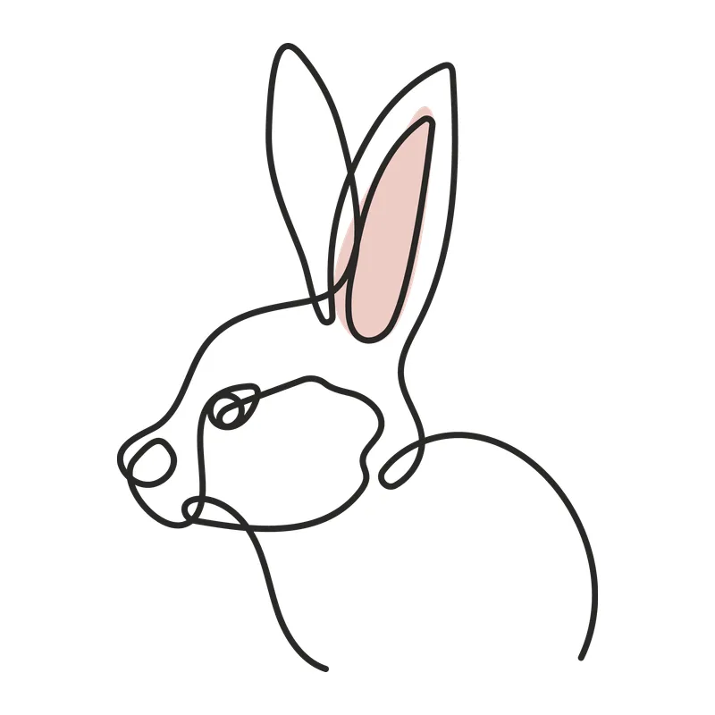Rabbit Face Continuous Line
