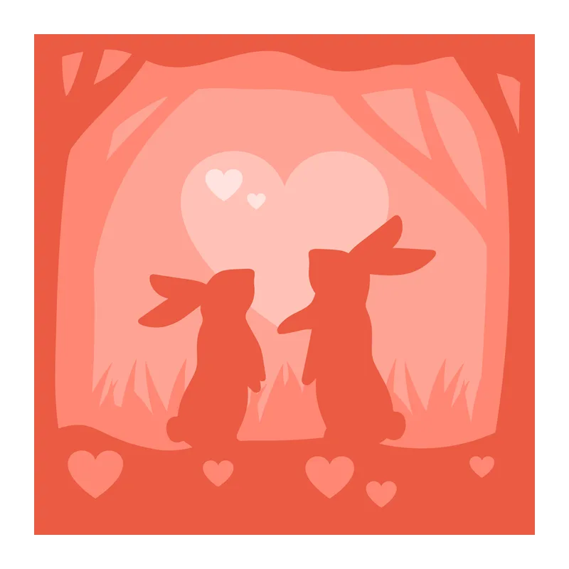 Rabbits in Love Shadow Box