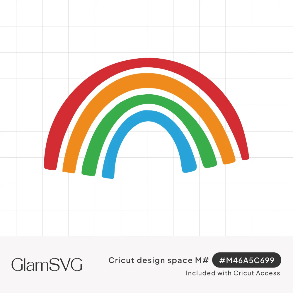 Simple hand-drawn rainbow with four separate arcs in red, orange, green and blue on a white background