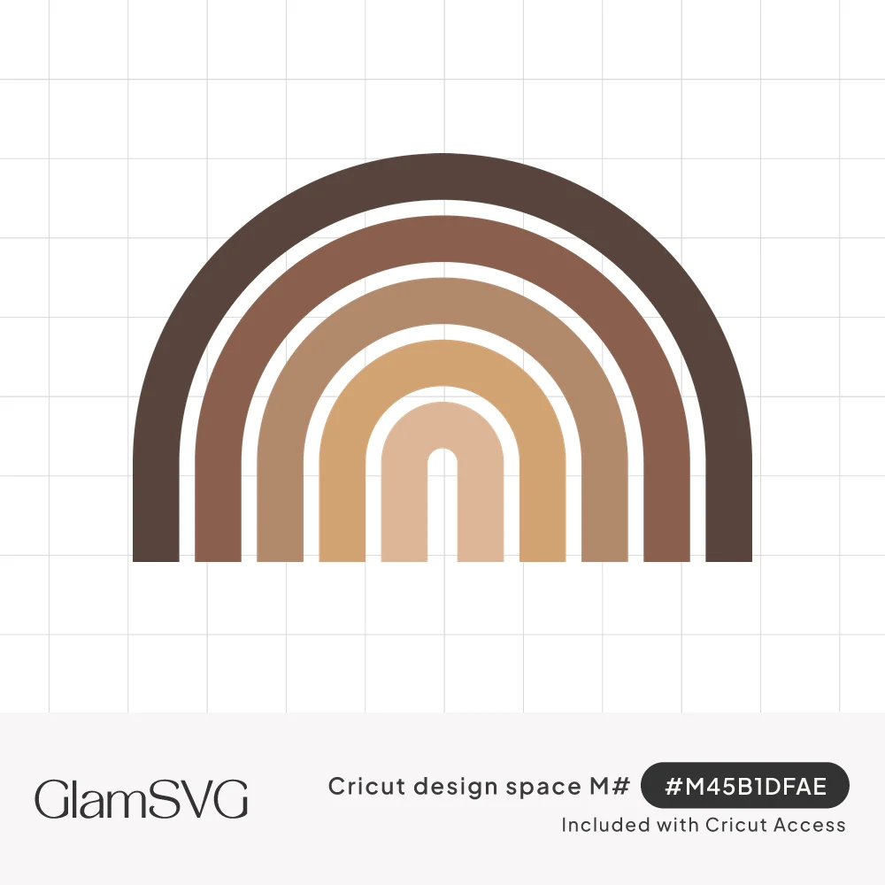 Boho rainbow of six nested arches in earthy shades from pale peach at the center to deep chocolate brown outside
