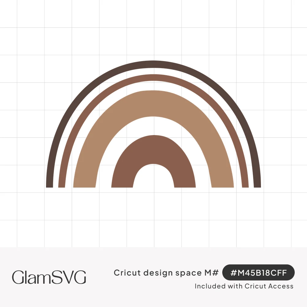 Boho rainbow of four arches in dark brown, cinnamon, tan and terracotta on a white background