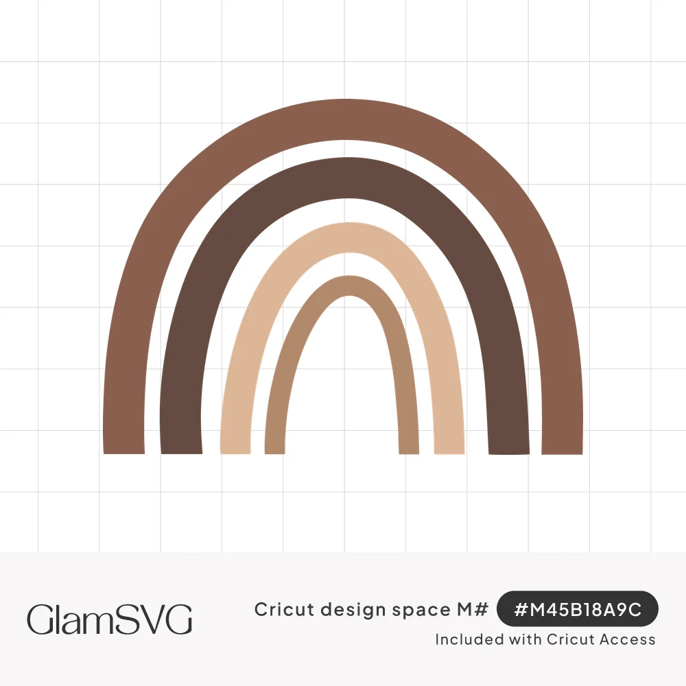 Boho rainbow of four nested arches in shades of brown, cocoa, tan and caramel on a white background