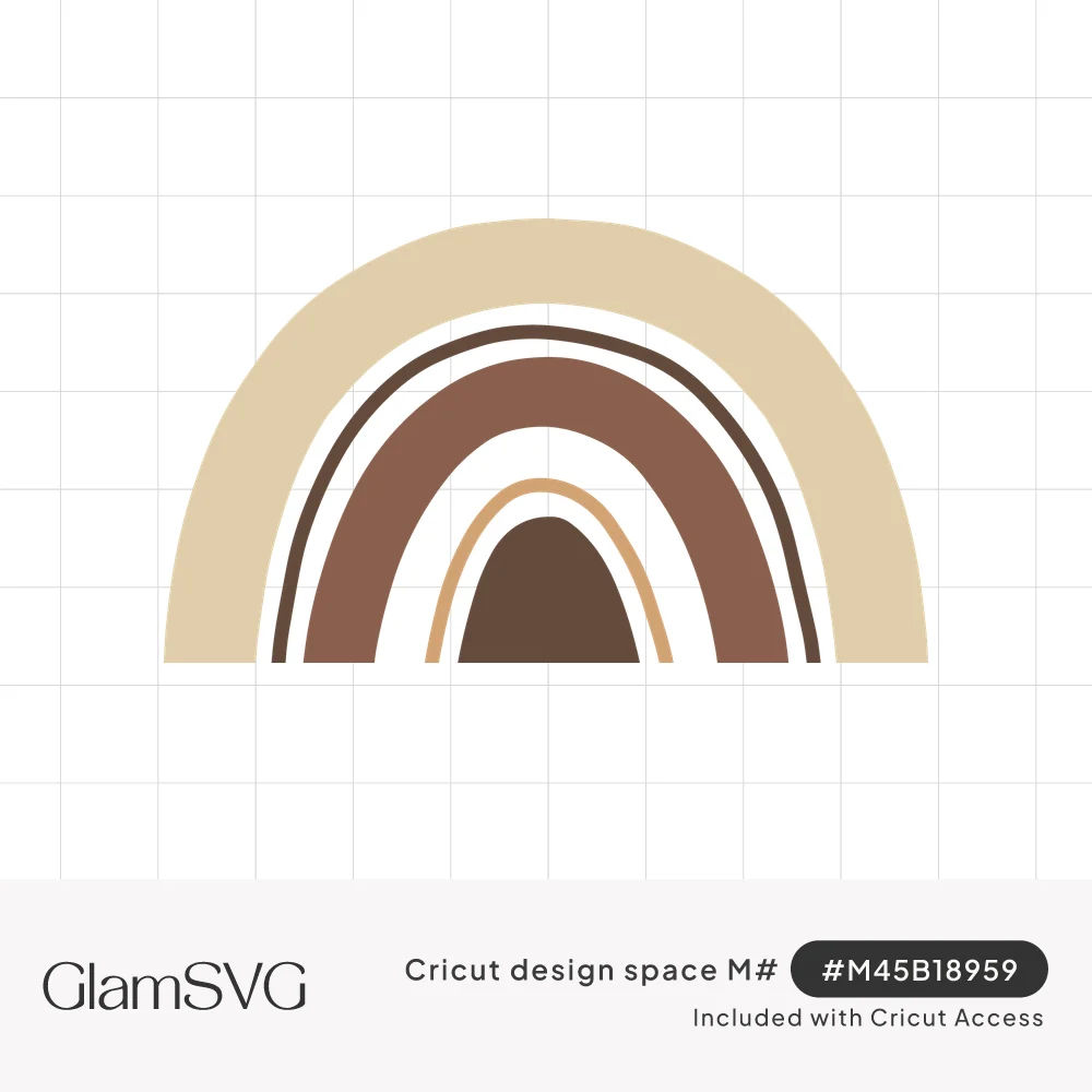 Boho rainbow of nested arches in sand, dark brown, cinnamon, caramel and deep brown with white gaps between bands