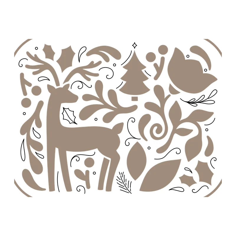 Folk Art Reindeer Scene