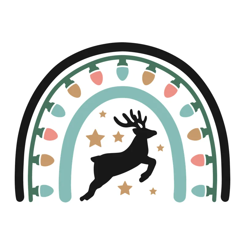 Reindeer Christmas Lights Rainbow