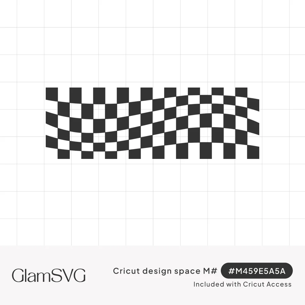 Wavy black and white checkerboard band rippling horizontally like a checkered flag