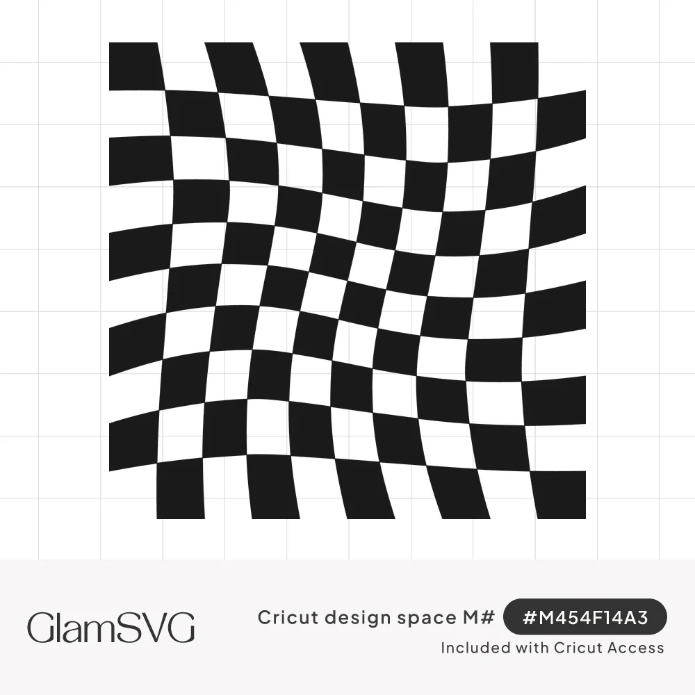 Black and white checkerboard pattern with squares warped into a rippling, wavy retro grid
