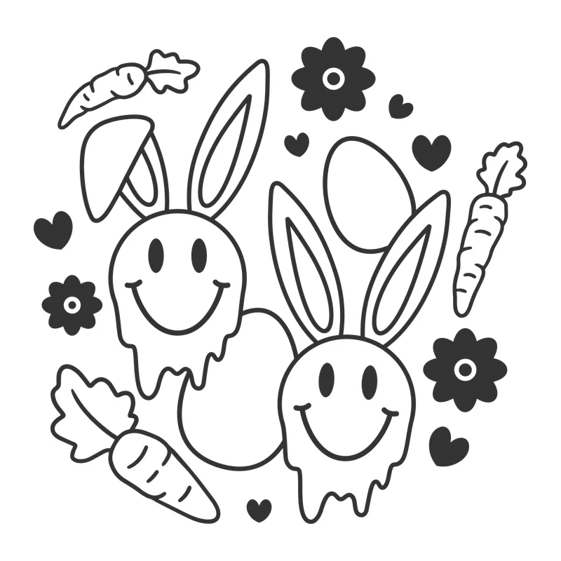 Retro Melting Smiley Bunnies