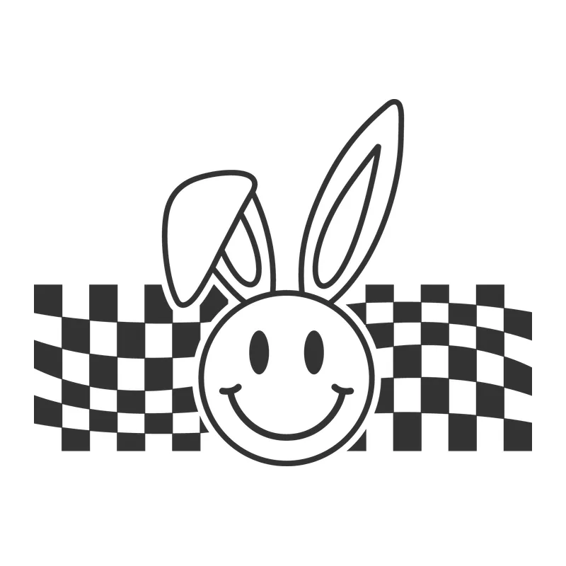 Retro Checkered Bunny Smiley