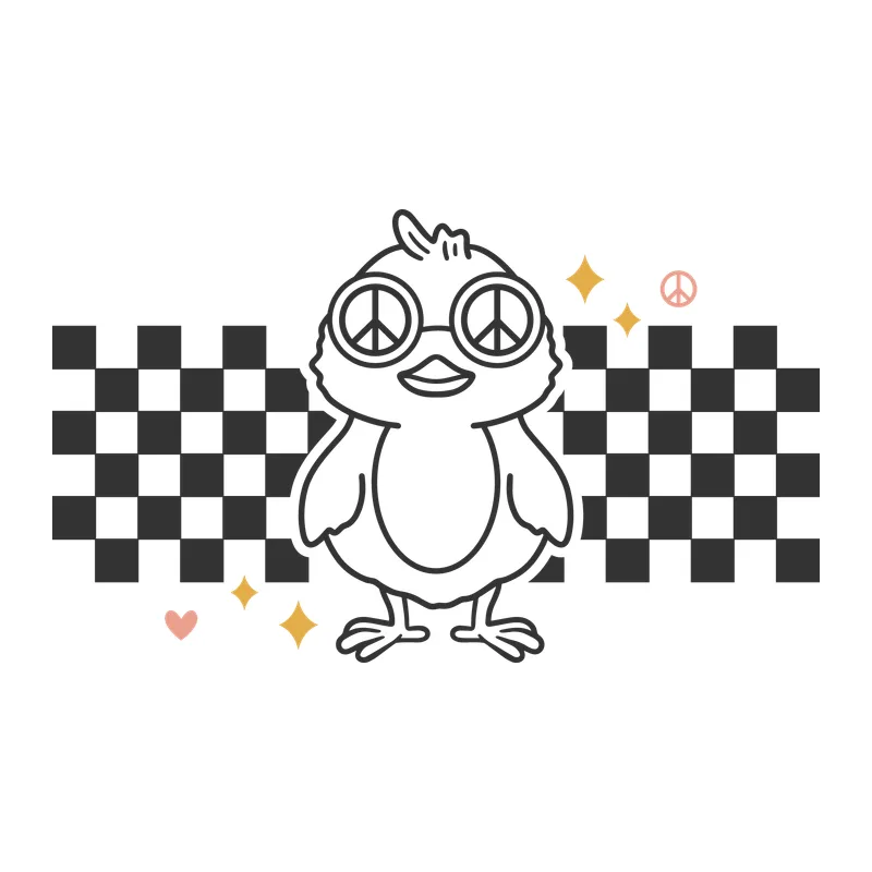 Retro Peace Sign Chick