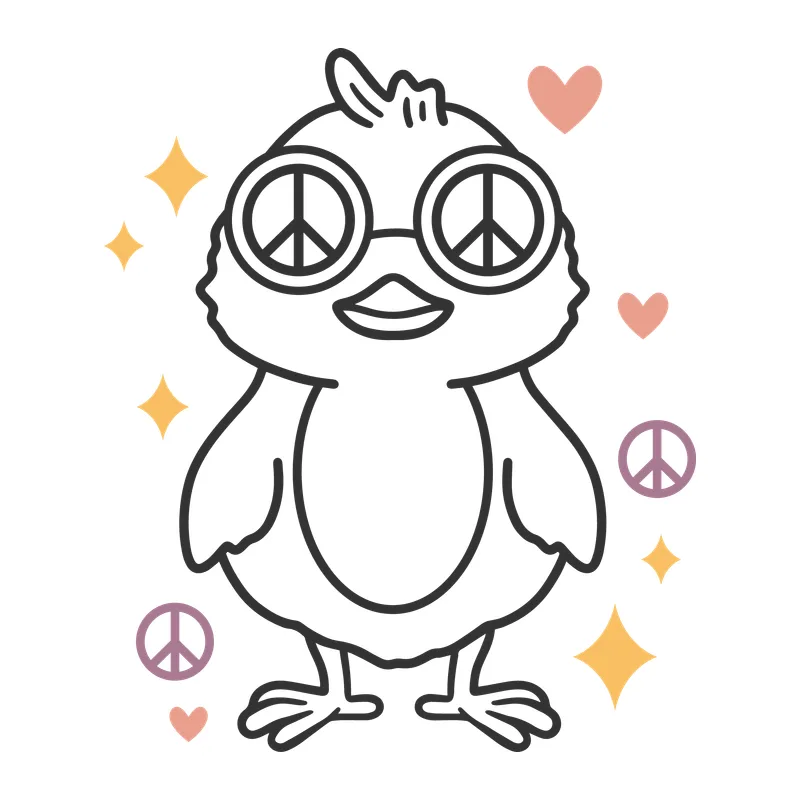 Retro Peace Sign Chick