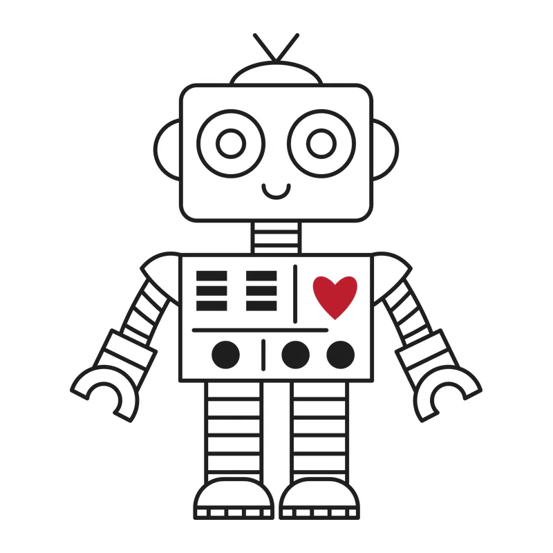 Robot With Red Heart