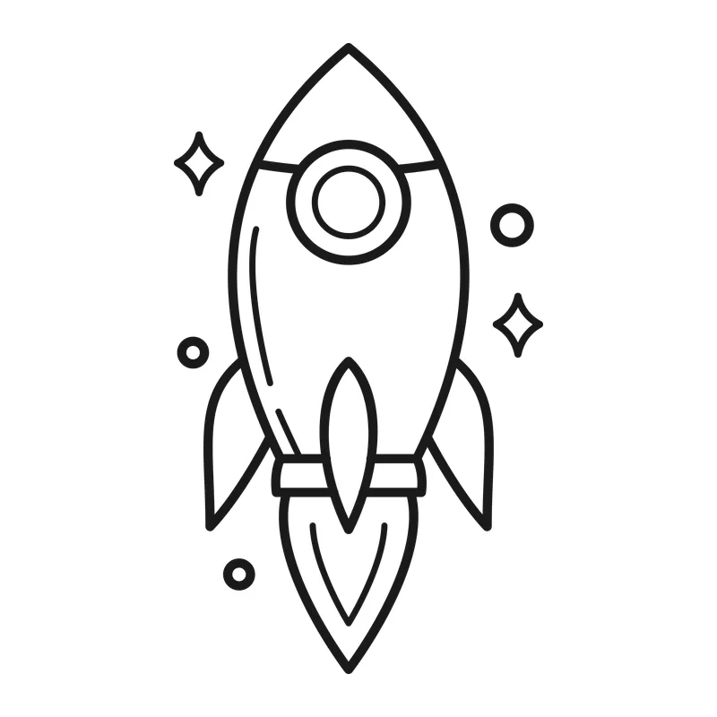 Rocket Ship Line Art