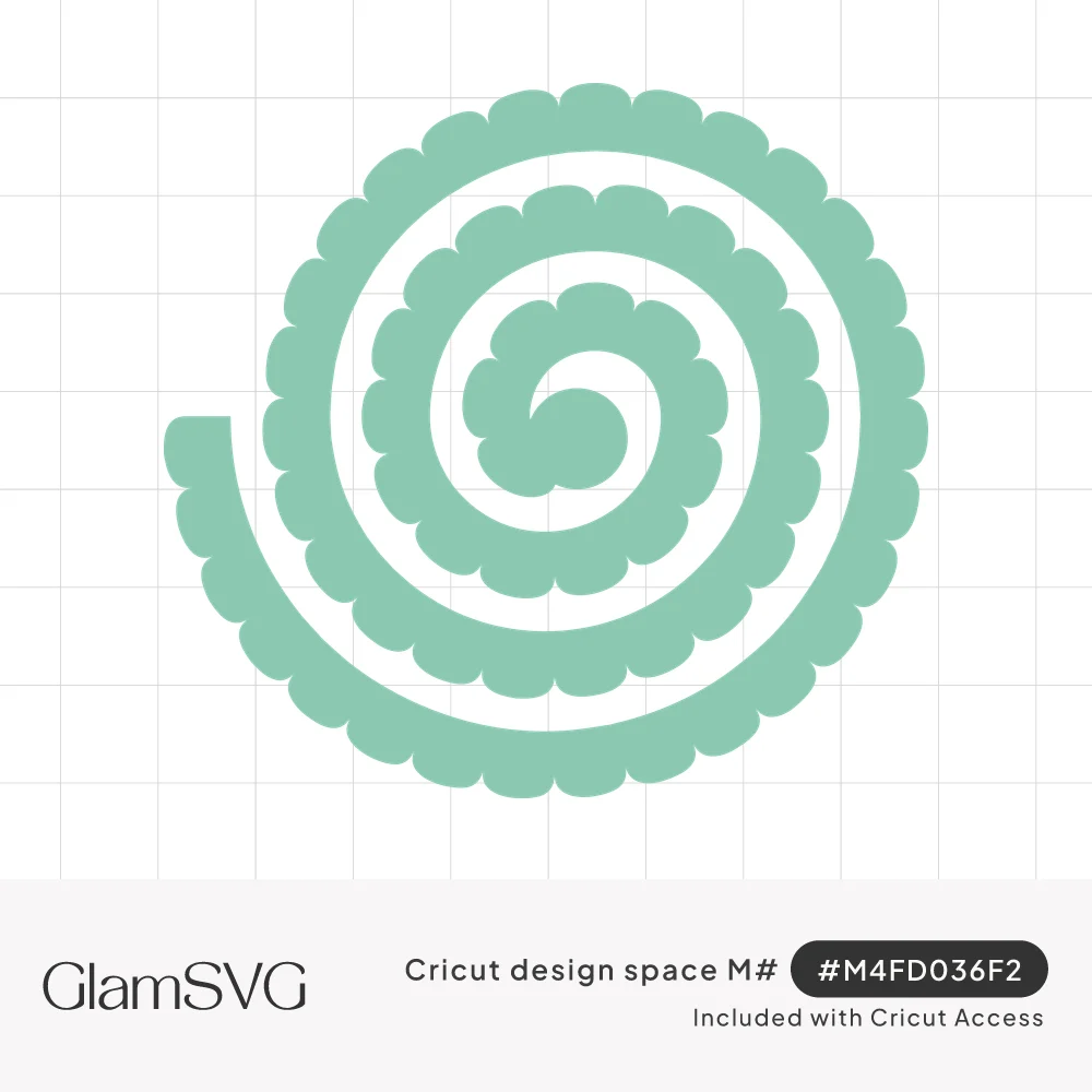 Mint green scalloped spiral template that rolls up into a 3D paper flower