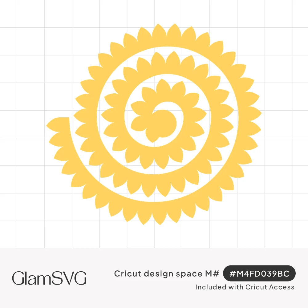 Yellow spiral cut shape with pointed petal edges that rolls up into a dimensional paper flower