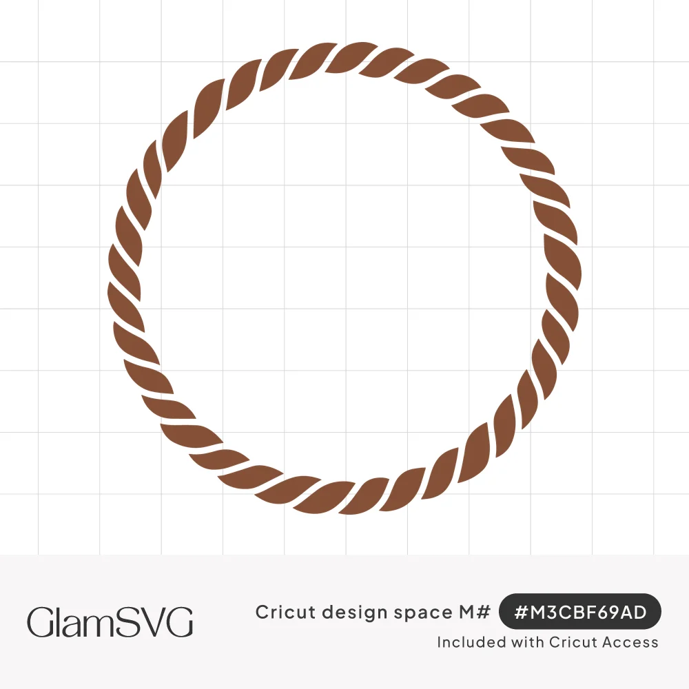 Brown twisted rope forming a circular frame with an empty center on a white background