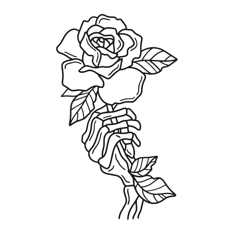 Skeleton Hand Holding Rose