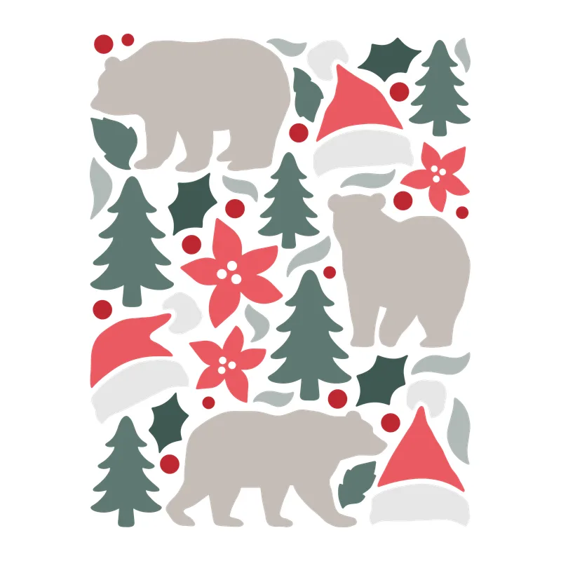 Santa Hats And Bears Pattern