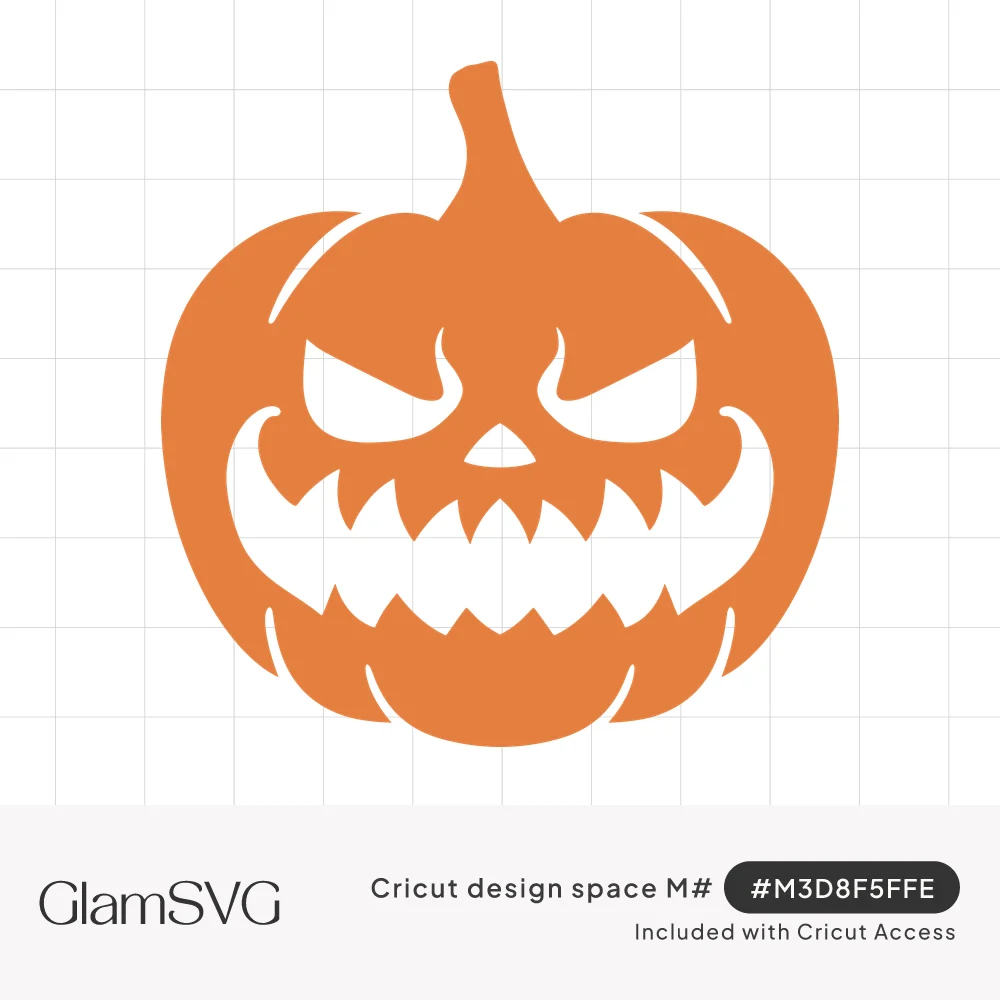 Orange jack-o'-lantern silhouette with angry slanted eyes, a triangle nose and a jagged toothy grin