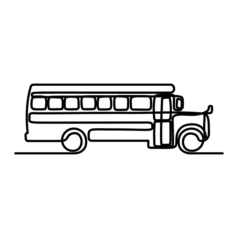 One Line School Bus