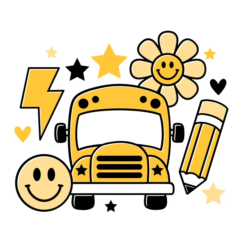 Retro School Bus Collage