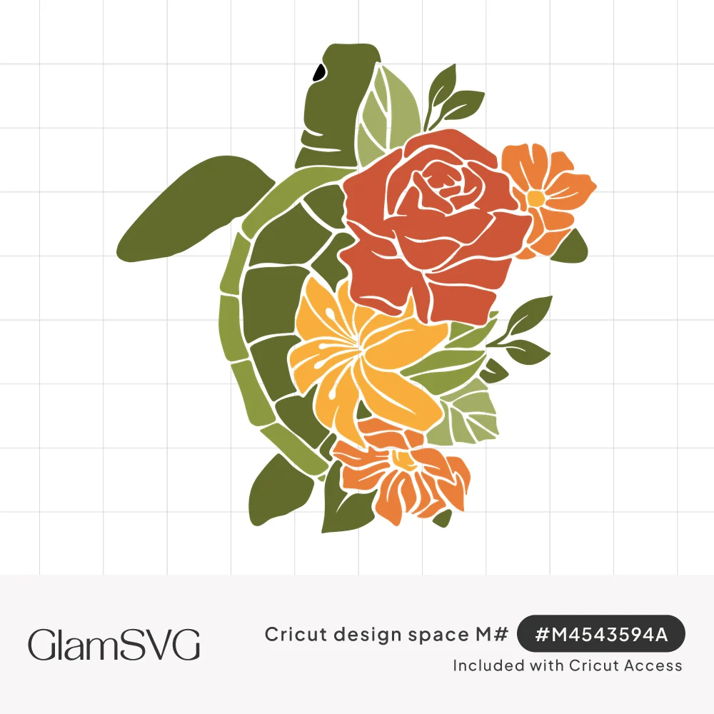 Green sea turtle with a large bouquet of red rose, yellow lilies and orange tropical flowers covering its shell