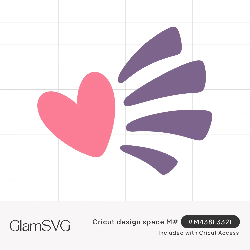 Pink heart with four curved purple motion streaks trailing behind it like a shooting star
