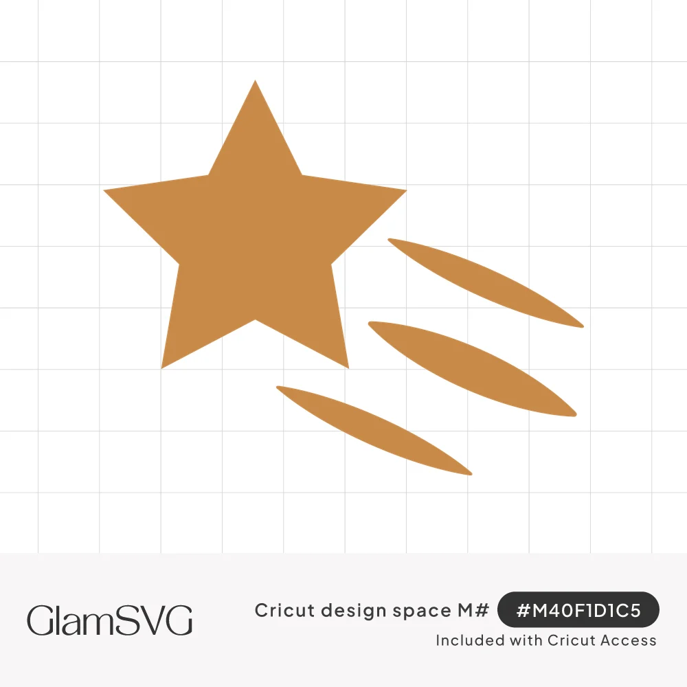 Golden five-pointed shooting star with three tapered motion trail streaks flowing behind it