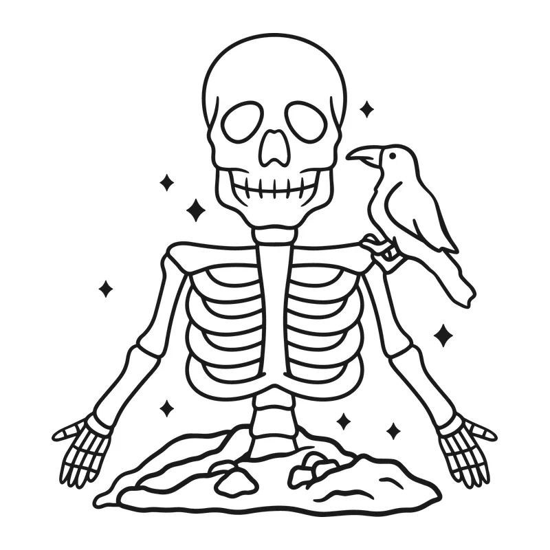 Skeleton and Crow