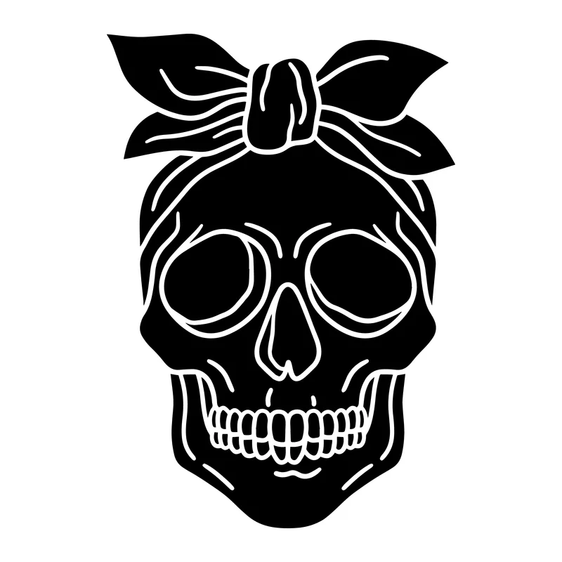 Skull With Bandana Bow
