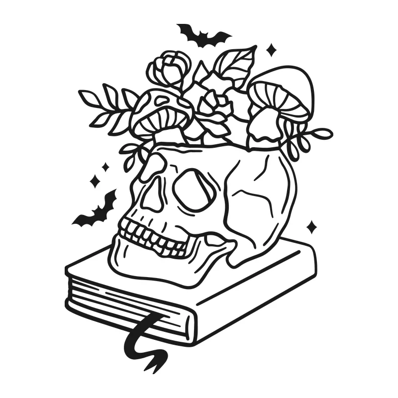 Floral Skull On Book