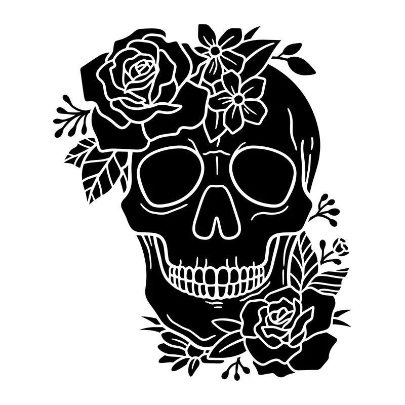 Skull Head With Flowers