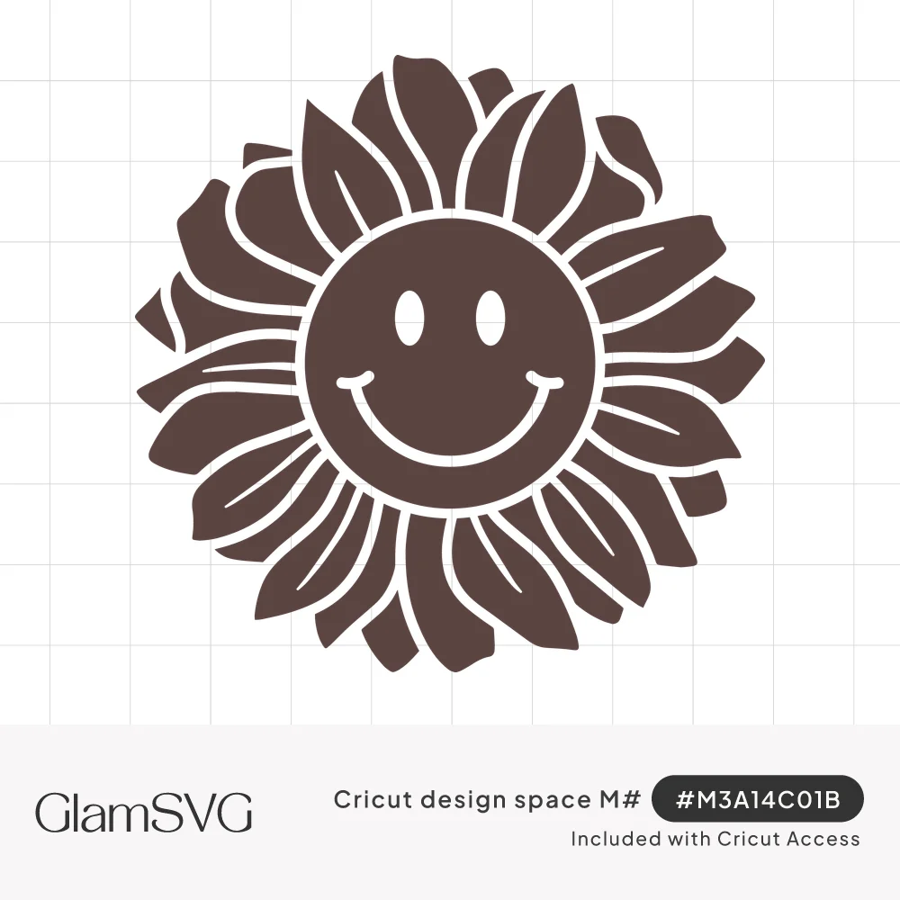 Silhouette of a sunflower with a smiling face at its center, surrounded by layered overlapping petals