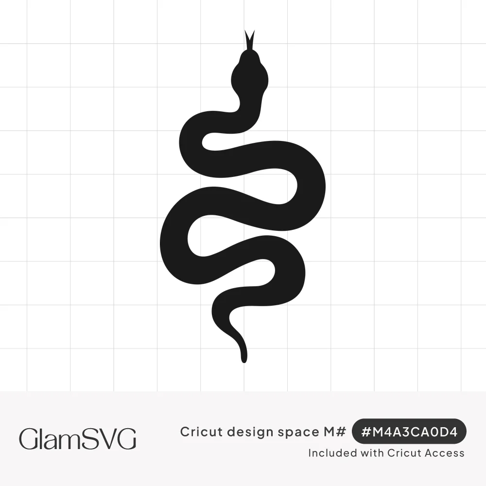 Solid black silhouette of a snake with a forked tongue, its body winding in vertical S-curves to a thin tail