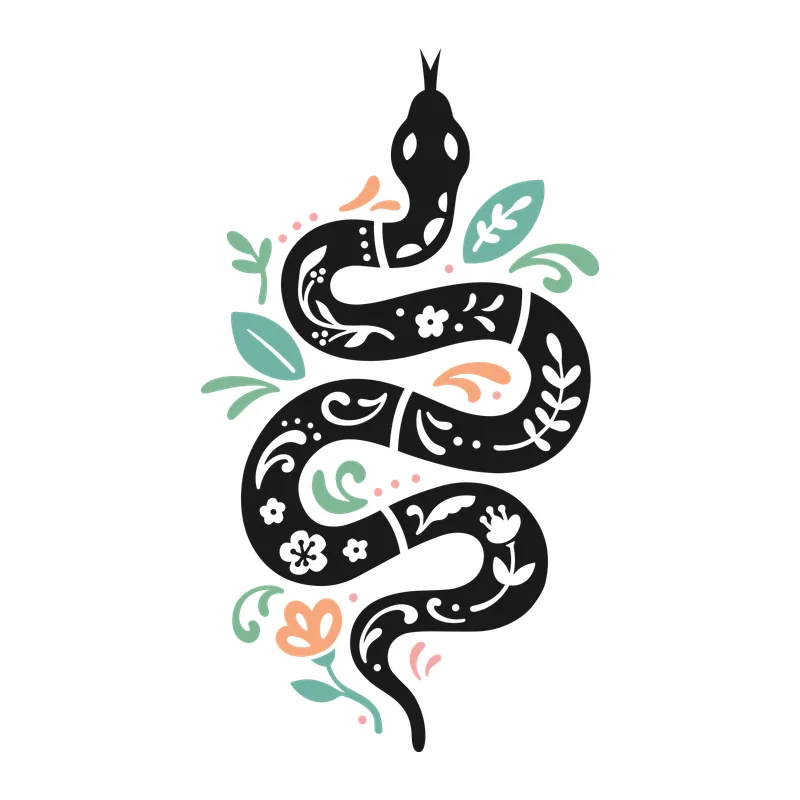 Folk Art Floral Snake