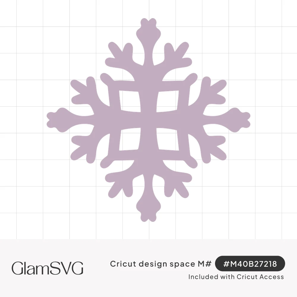 Solid lavender snowflake silhouette with four main arms, branching side shoots and a cross-shaped open center