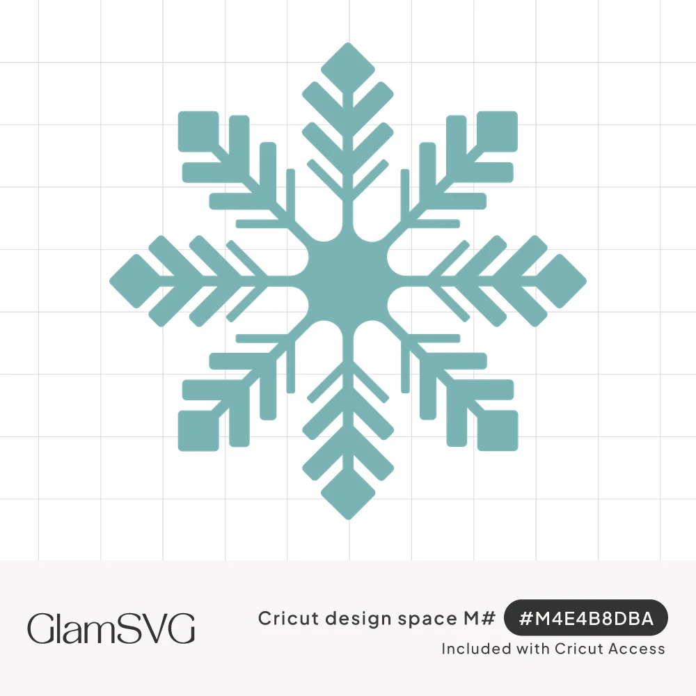 Teal six-pointed snowflake with feathered branching arms, diamond-shaped tips and a solid star center