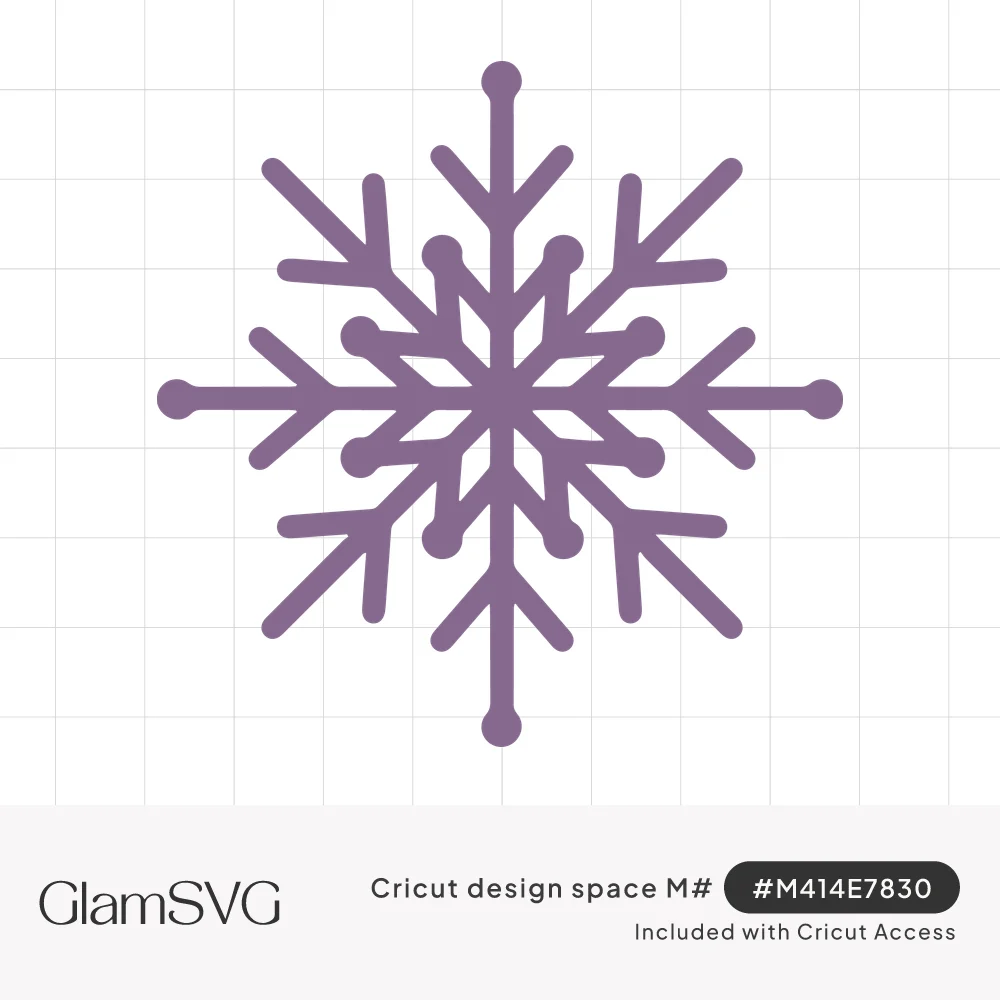 Purple eight-arm snowflake with rounded tips, V-shaped branches and a ring of shorter inner spokes