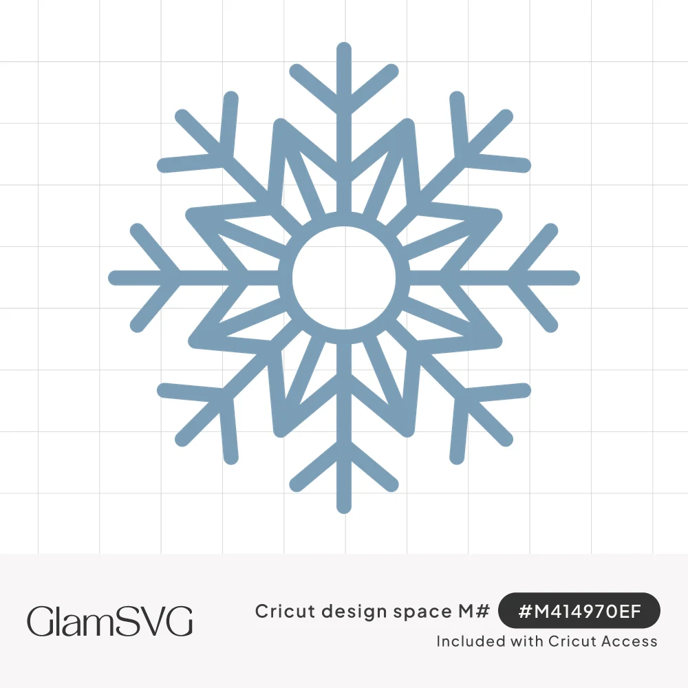 Light blue six-pointed geometric snowflake drawn in bold rounded lines with forked branches and an open circle center