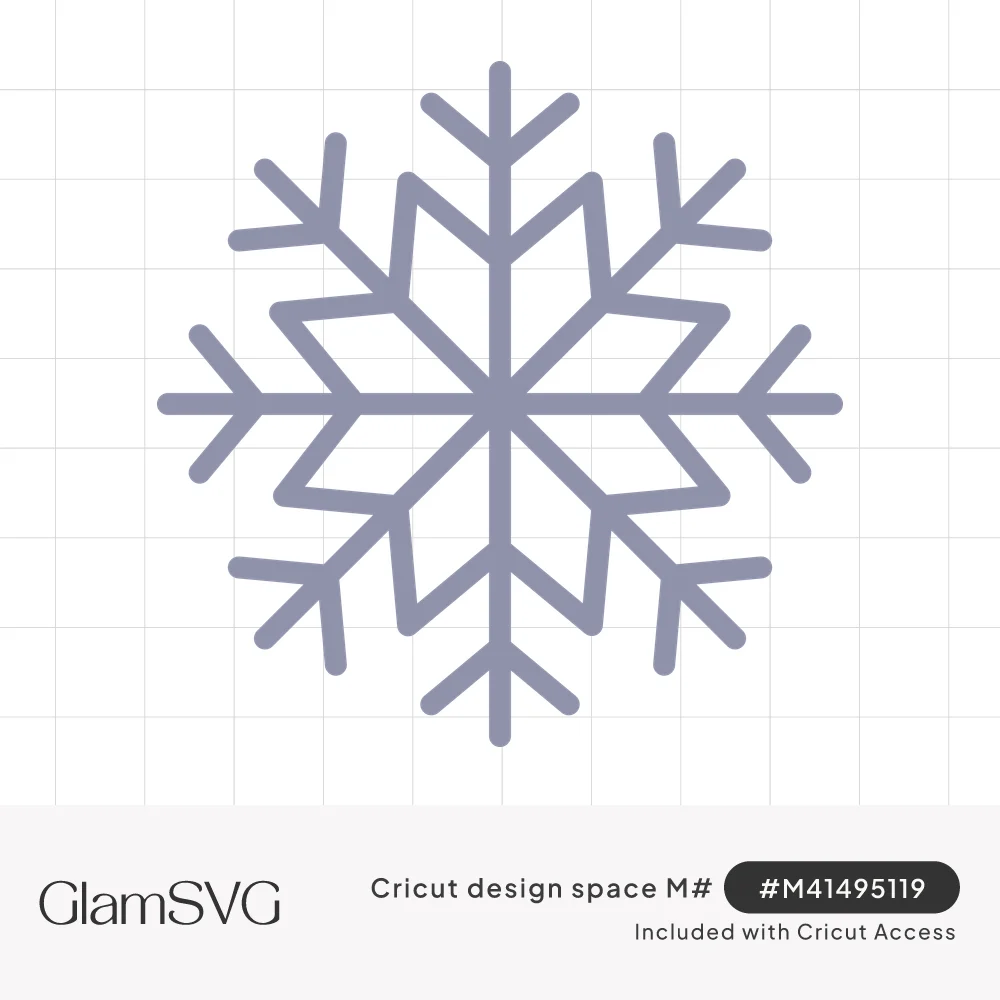 Gray line-art snowflake with six branching arms and a six-pointed star outline woven through its center