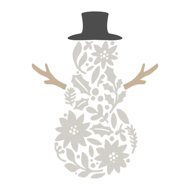 Floral Snowman Silhouette