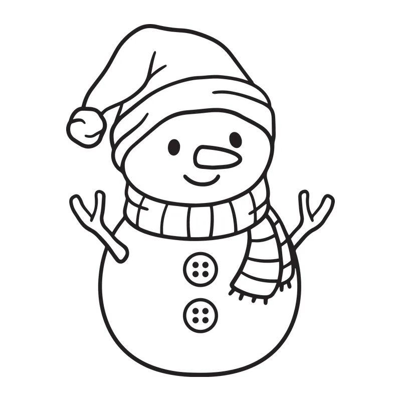Cute Snowman Line Art